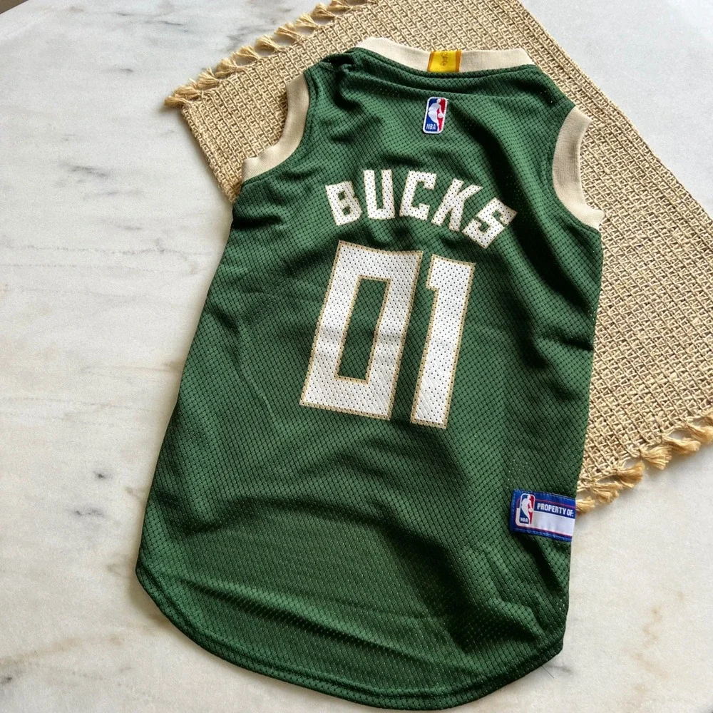 NBA Milwaukee Bucks Dog Jersey Pets First Apparel Green Number 01‎